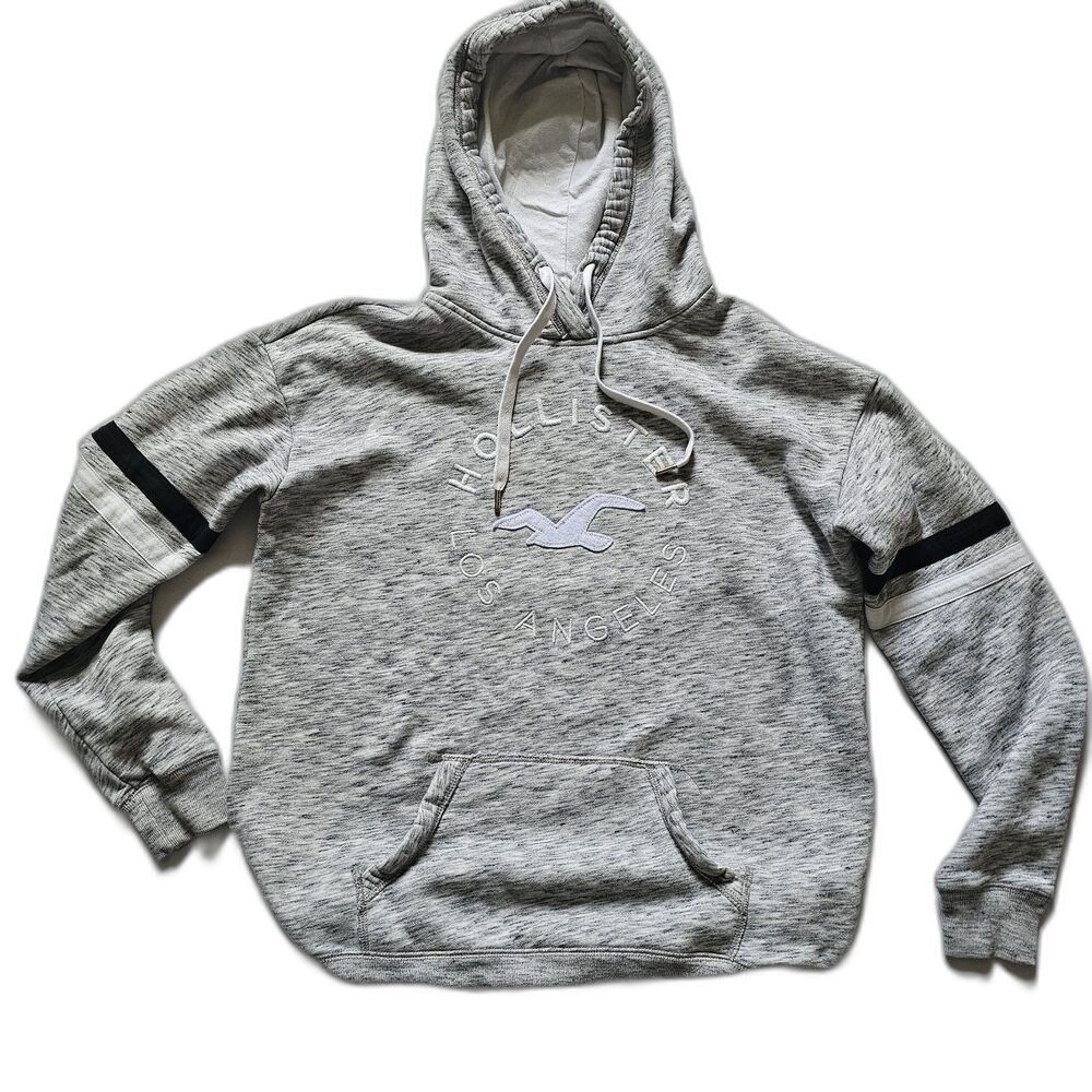 Hollister Los Angeles Graphic Hoodie Sweatshirt Women’s L EUC Heather Gray